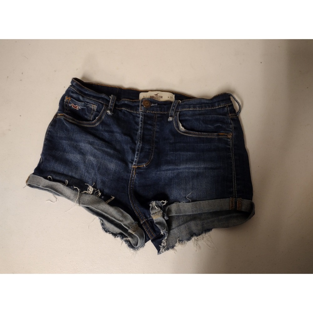 Hollister High Rise Dark Wash Button Fly Cut‎ Off Denim Shorts Womens 9 W29